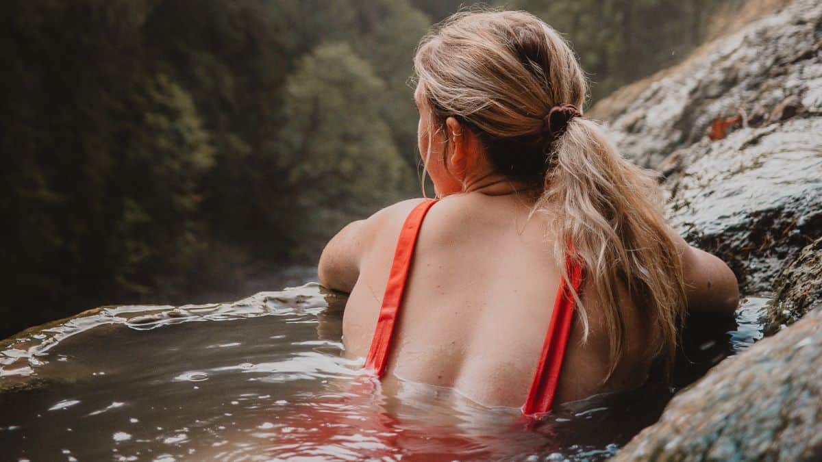 woman enjoy hot springs in BC