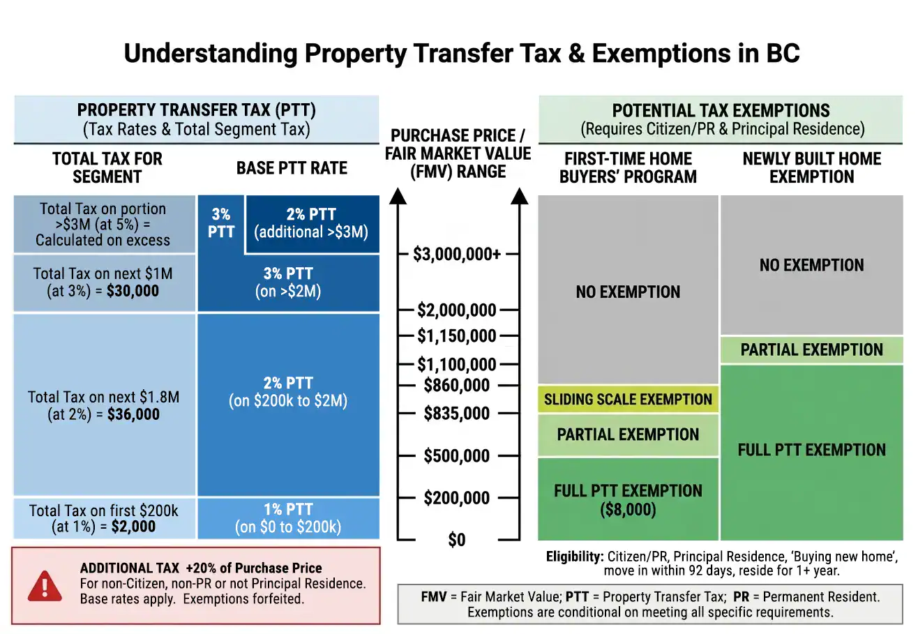 property transfer tax and exemptions bc canada infographic